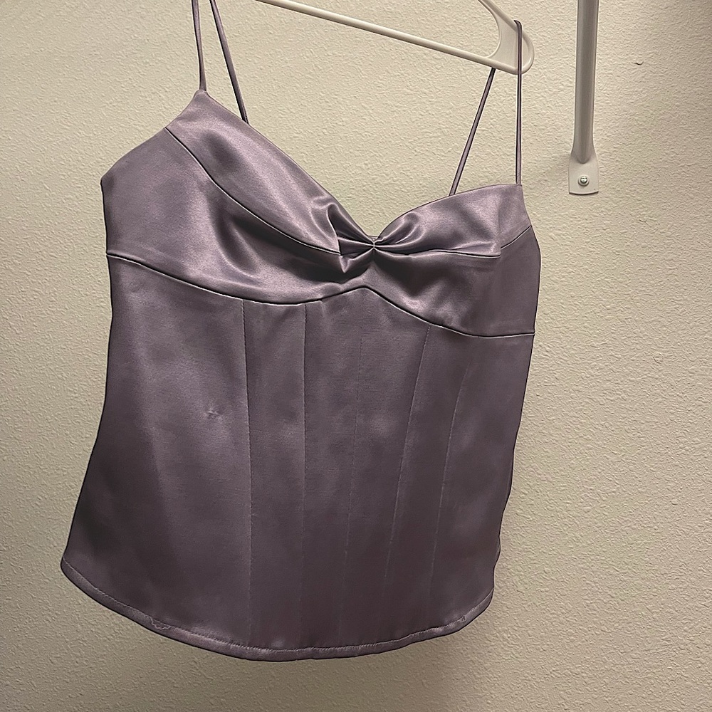 Purple Satin Bustier Top